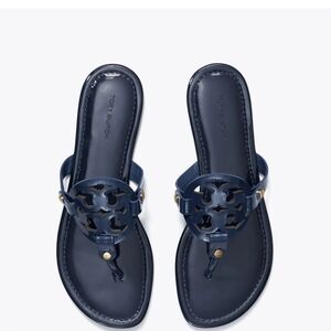 Tory Burch Miller Patent Leather Sandals Nacy Blue